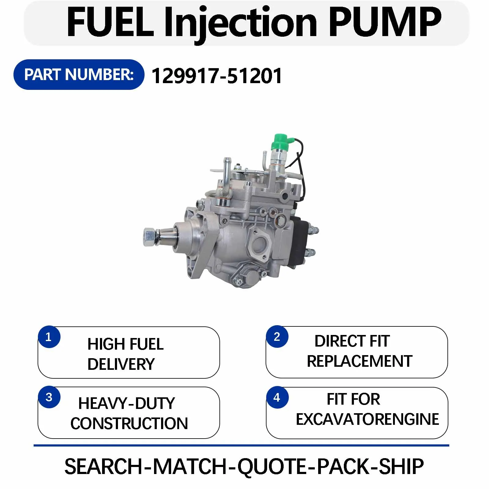 Fuel Injection Pump 129917-51201 For Yanmar 4TNE92 4TNE92-NMH Engine