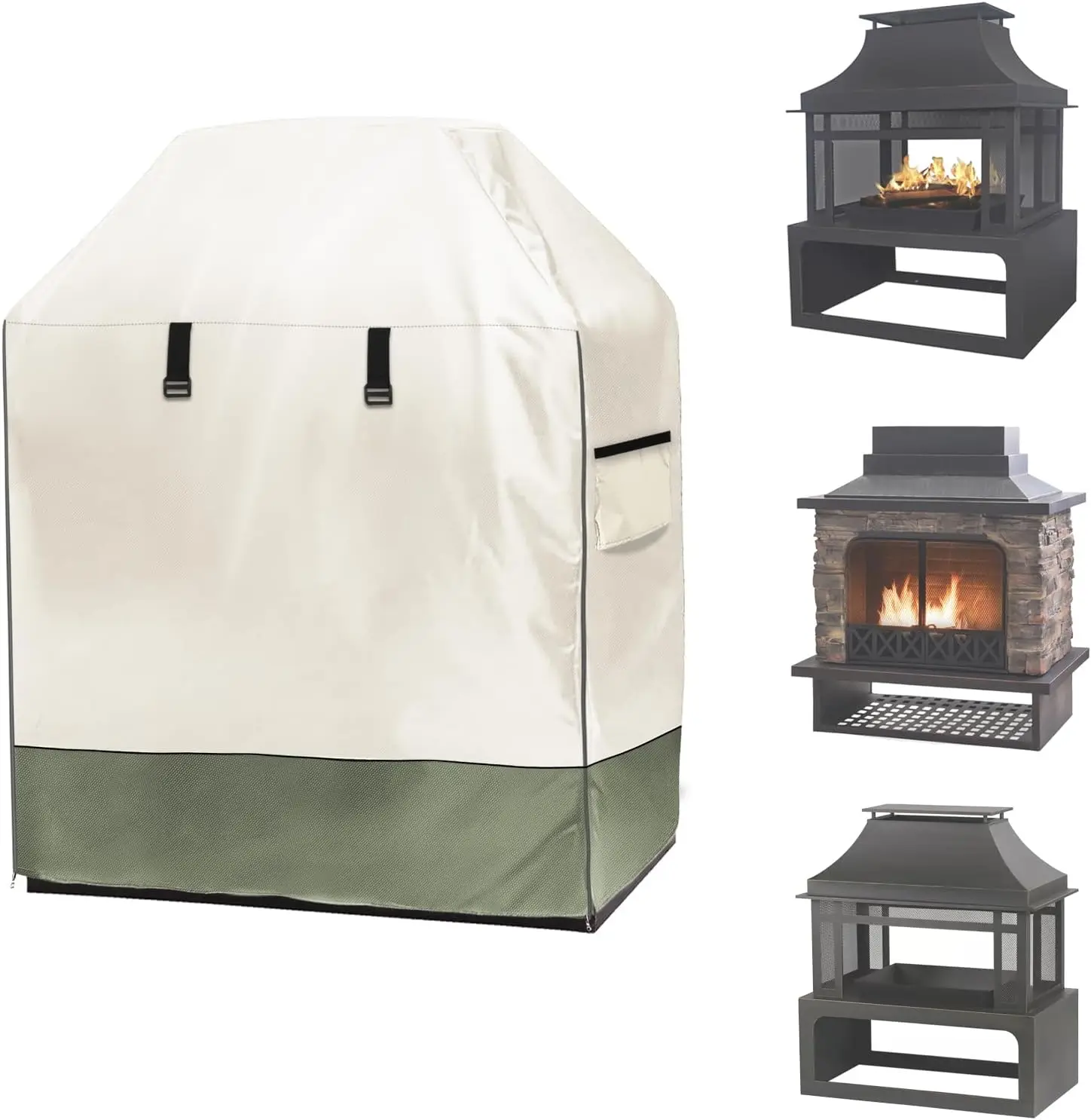 

Прочный водонепроницаемый чехол для уличного камина из оксфордской ткани 600D, 42 дюйма (Ш) x 24 дюйма (Г) x 48 дюймов (В) для дровяных очагов, бежевый и серовато-зеленый