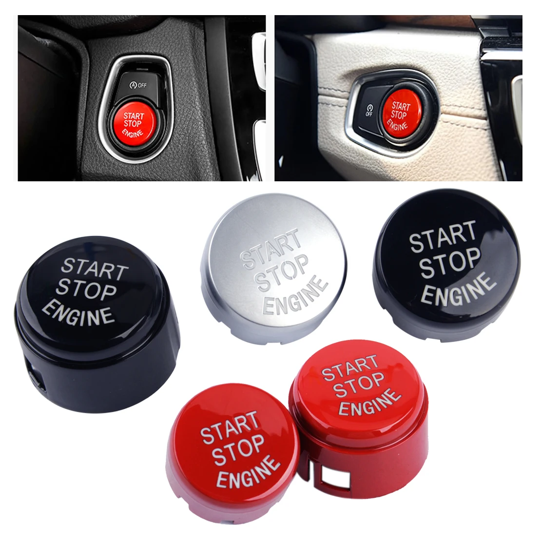 ABS Plastic Car Start Stop Engine Button Switch Cover 61319153832 Fit for BMW 5 6 7 F01 F10 F11 F20 F21 F30 F31 2015