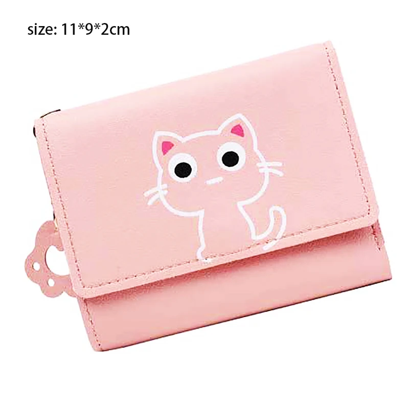 Fashion Women's Wallet Leather Small Coin Purse Cute Cat Short Wallet Girls Money Bag Card Holder Ladies Female Hasp Wallet