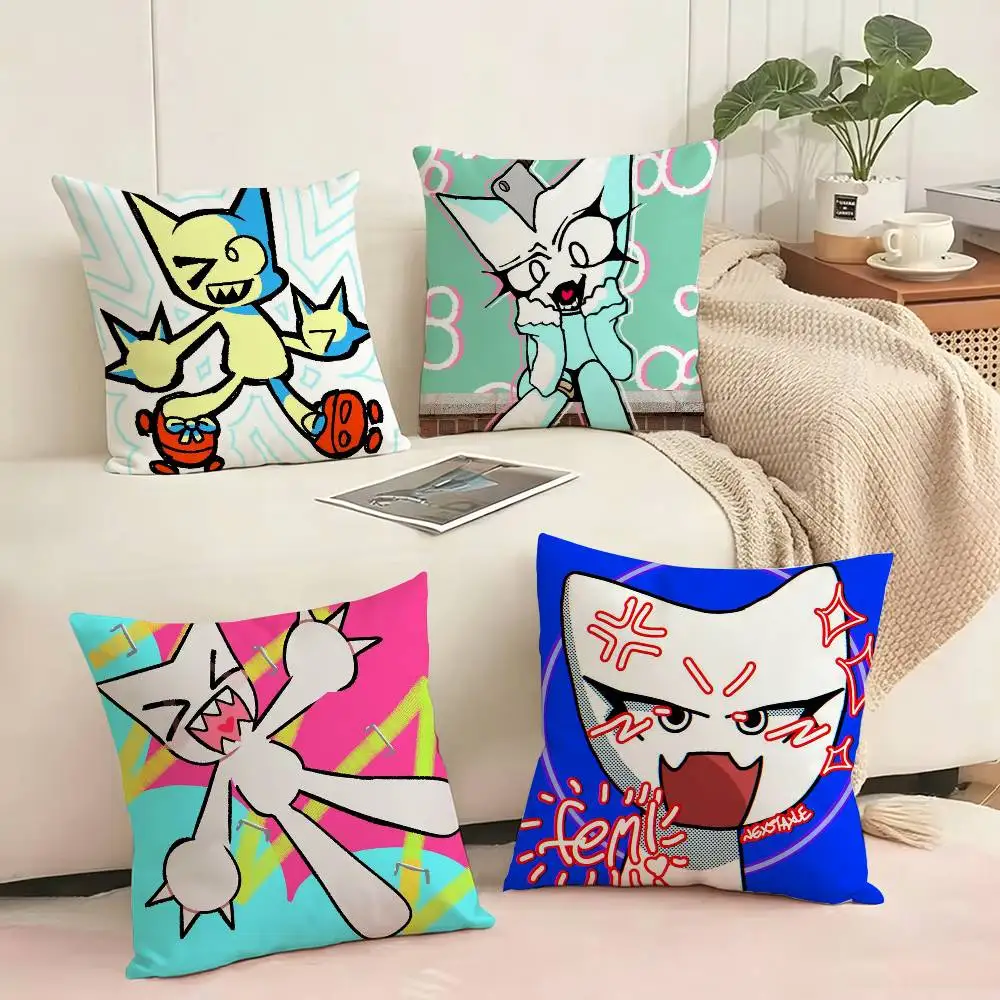 

HiP PoP Music Femtanyl Cat Pillow Case Square Double-Sided Sofa Cushion Cover Bedroom Bedside Pillow Gift