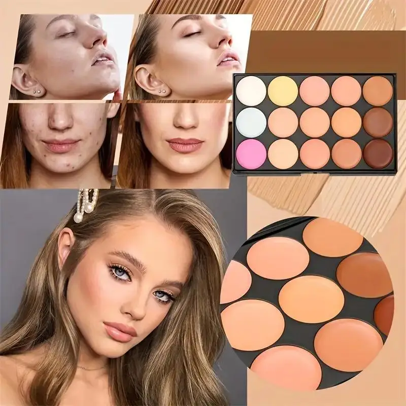 15 Colors Concealer Palette Shade &11Pcs Bamboo Handle Makeup Brushes Set Face Contour Concealer Cream Makeup Beauty Tools Kit