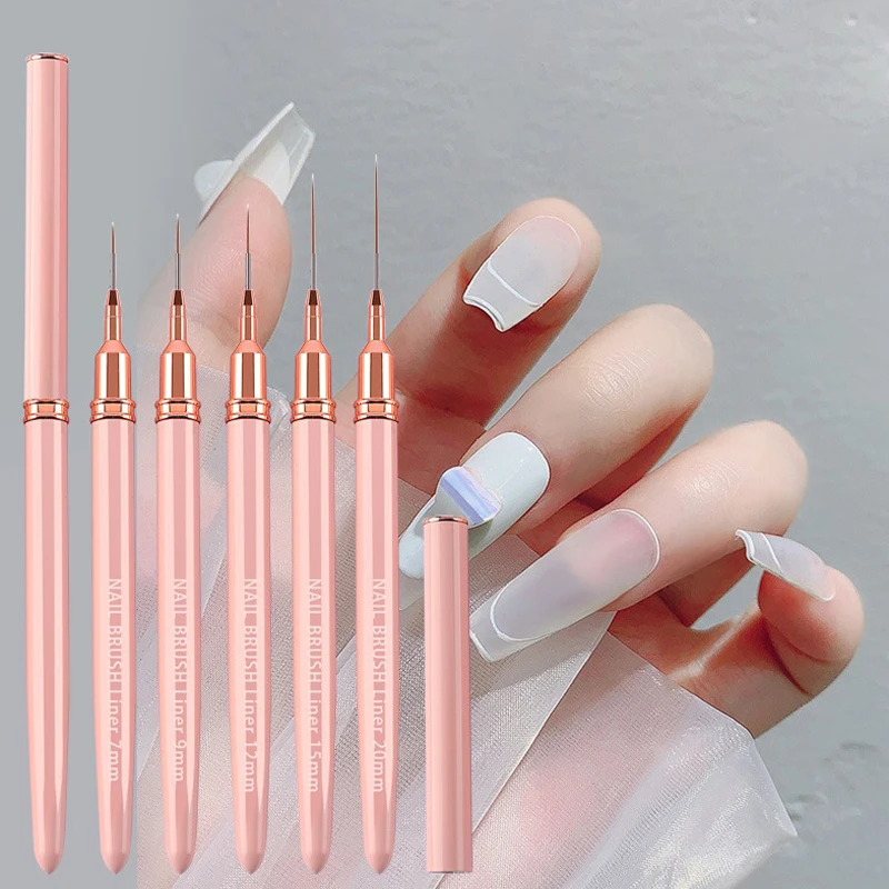 فرشاة وردية لفن الرسم على الأظافر ، 7/9/12/15/20 ، خطوط رسم ، شريط ، زهرة ، قلم رسم