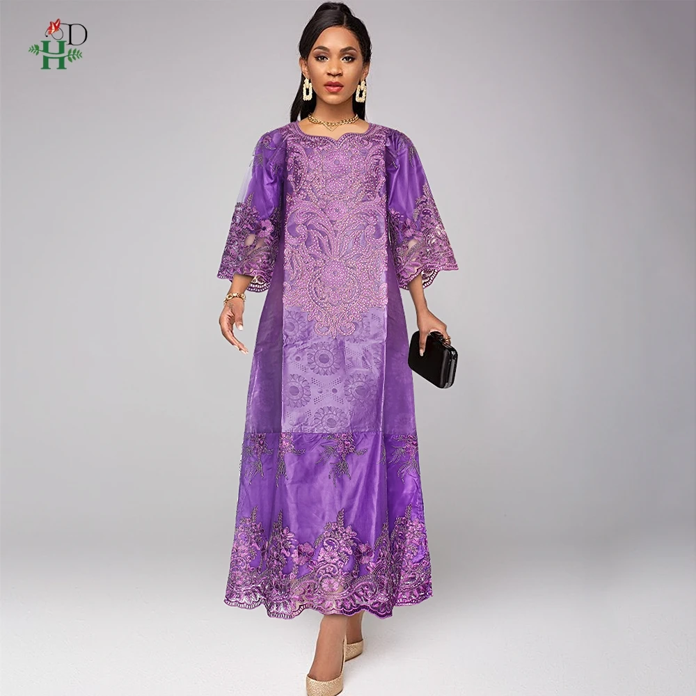 

H & D африканские традиционные платья-базен, элегантные женские платья макси больших размеров, вечернее платье для свадебной вечеринки, африканская одежда, нигерийский тюрбан