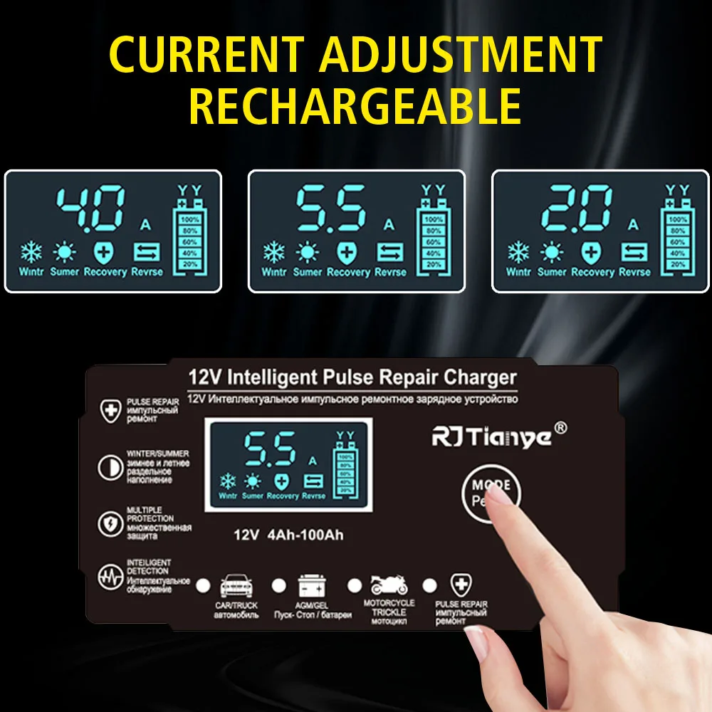 Cargadores de 6A y 12V, suministros para RV, almacenamiento de reparación de pulso inteligente Digital, mantenimiento de batería, cargadores de batería de coche para motocicleta y barco