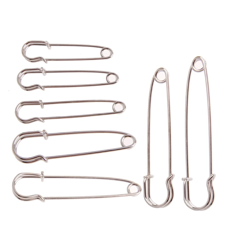 10PCS Silver Tone Large Strong Duty Safety Pins DIY Sewing Tools Stainless Steel