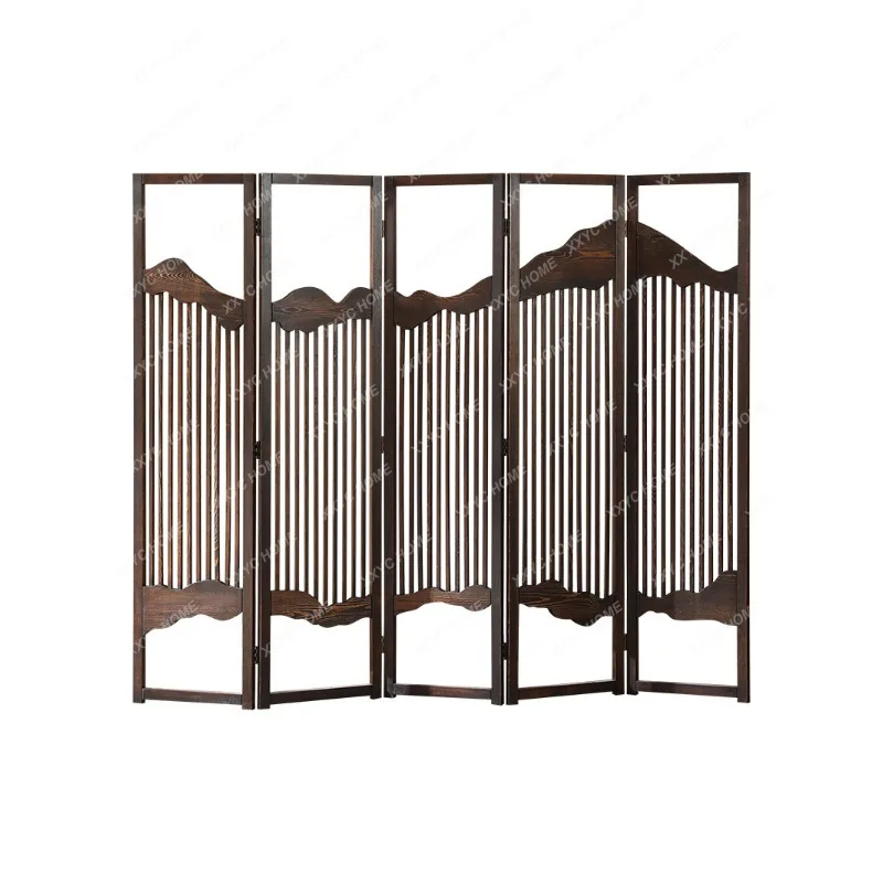 

Subareas Screens Solid Wood Hollow Accordion Partition Living Room and Tea Room Hotel Foldable Mobile Entrance Block