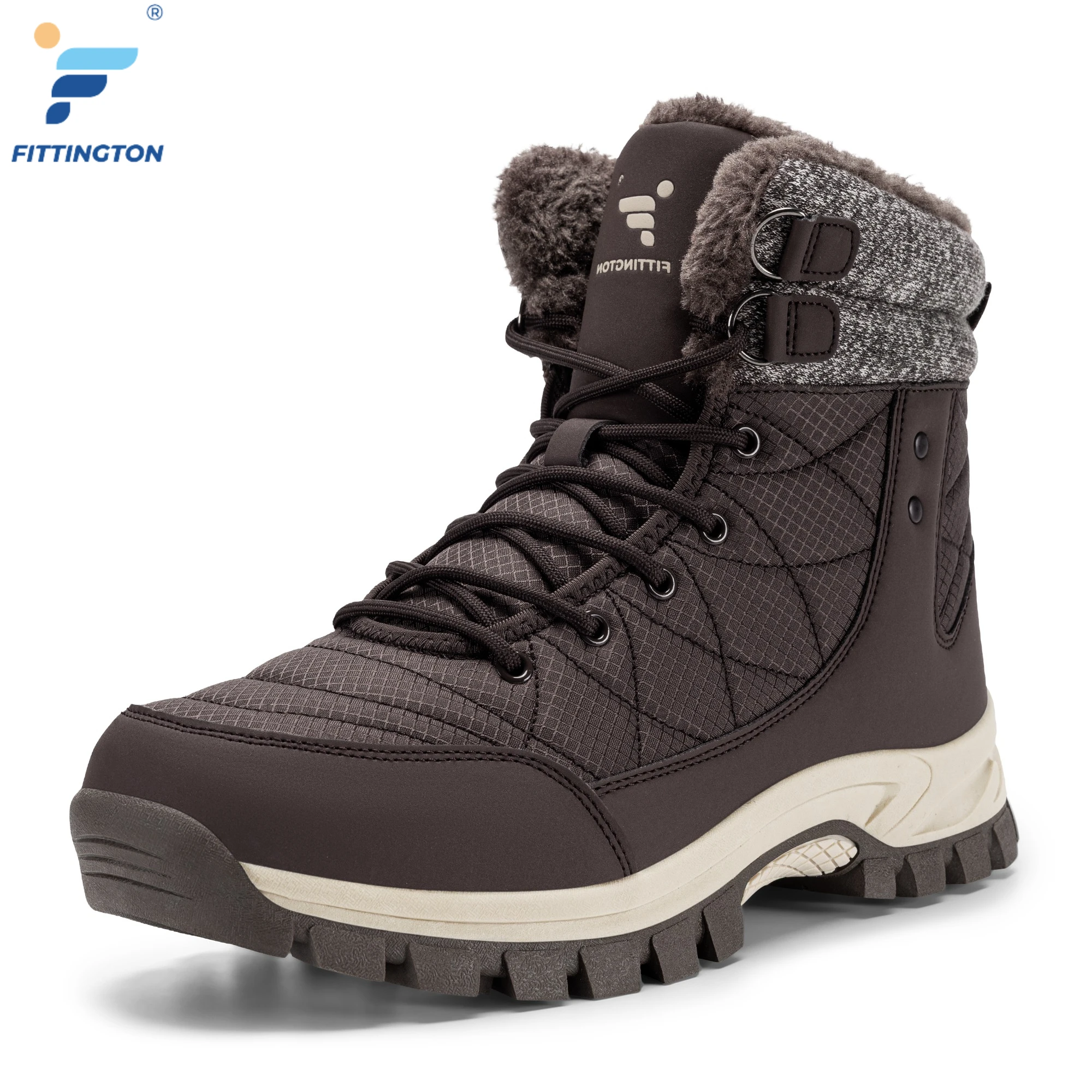 Fittington Men's Winter Boots Wide Toe Box Warm Plush Lined Hiking Boot for Men Non-slip Outdoors Trekking Shoes Comfort Autumn