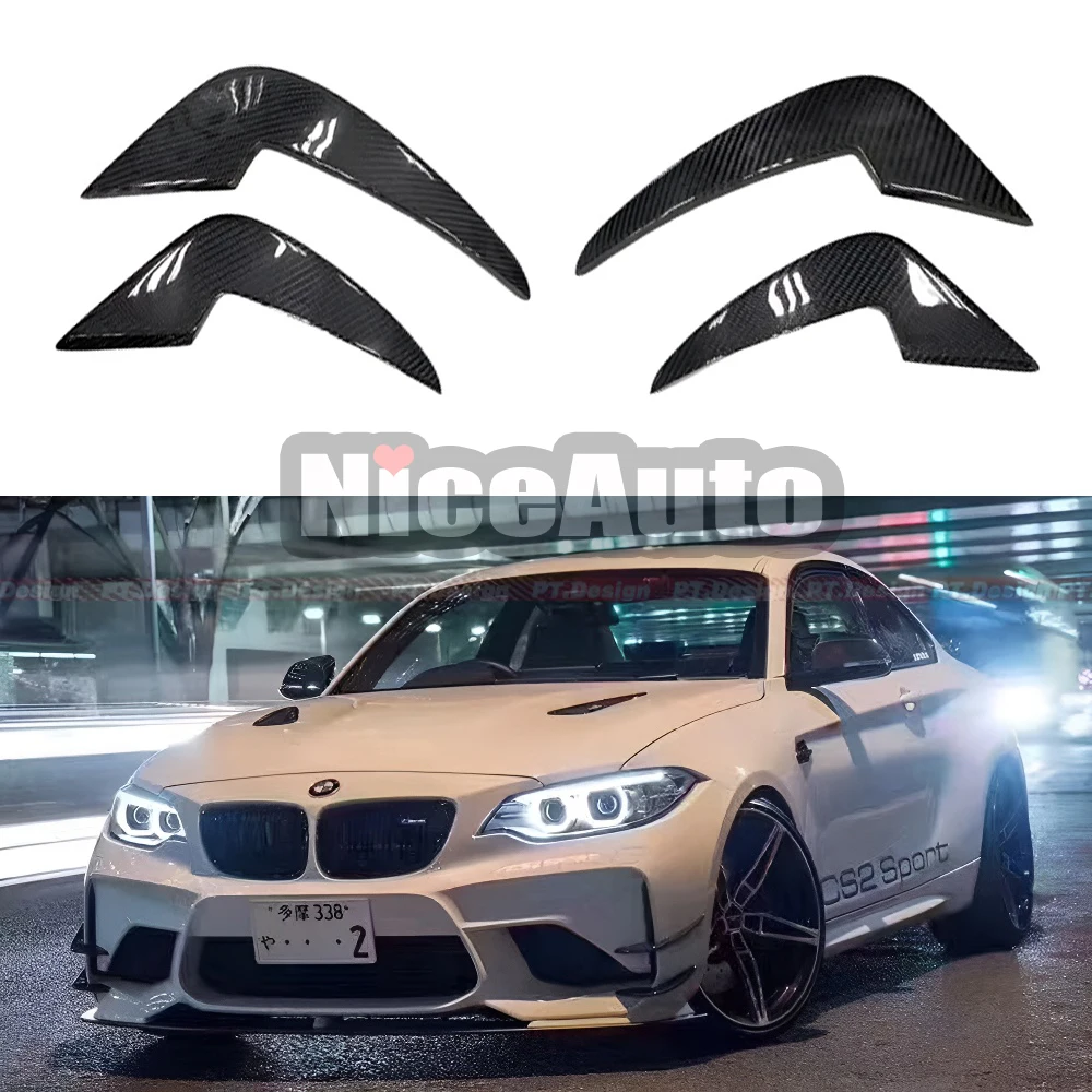 

4Pcs Real Carbon Fiber Front Bumper Fog Lamp Cover Side Canards Splitter Spoiler for BMW 2 Series F87 M2 2016 - 2018 Car Styling