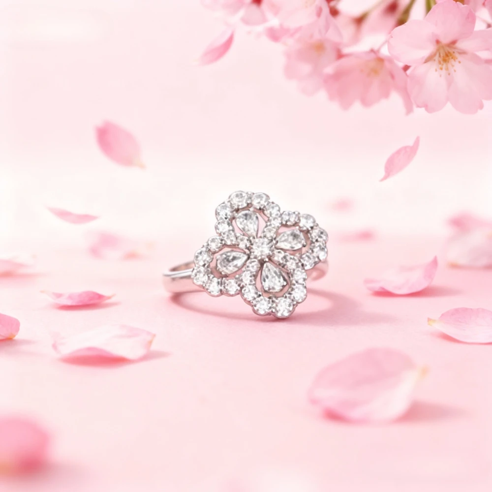 

2025 Trendy Jewelry Fine Crystal - flower Luxury Ring for Women, High - quality Wedding Gift in Trend