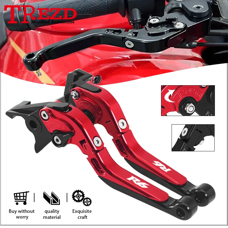 

R6 R7 2024 Adjustable Brakes Handle Levers For YZF-R6 17-24 YZF-R7 21-24 Folding Extendable Motorcycle Brake Clutch Levers r6 r7