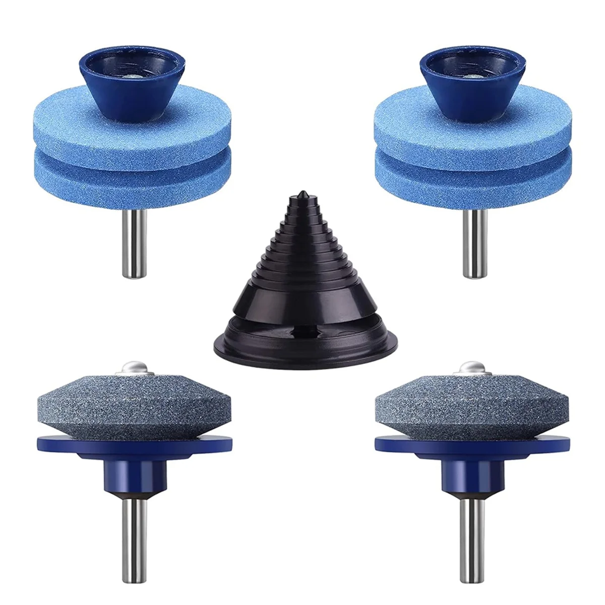 ABYA 4PCS Lawn Mower Blade Sharpener,Mower Blade Sharpener with Blade Balancer for Any Power Drill Hand Drill