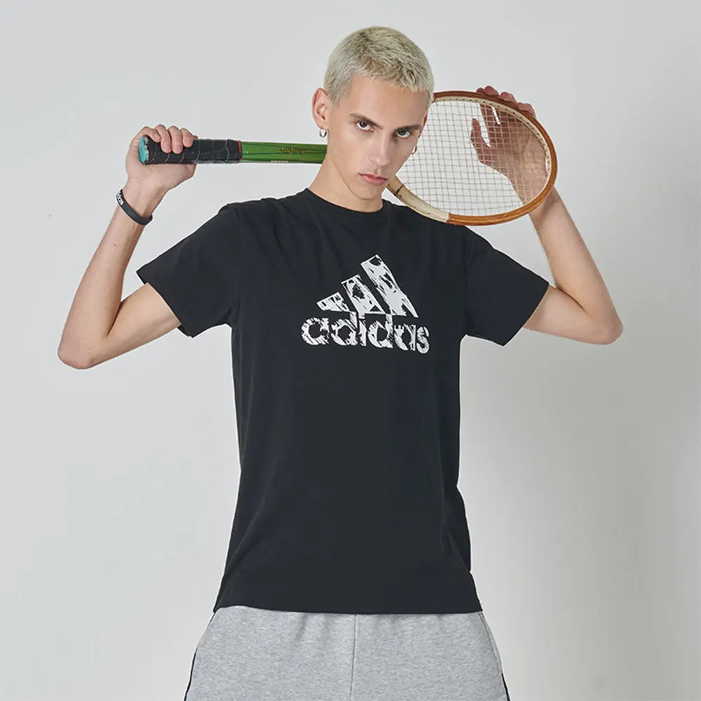 Adidas Men's Black Graphic T - Shirt, Short Sleeve, Crew Neck, for Casual Daily Wear