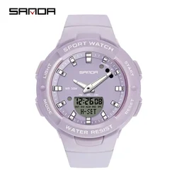 SANDA 6005  Feminino Luxury Sport Military Women's Watches 5ATM Waterproof blueFashion Quartz Watch for Female Clock Relogio