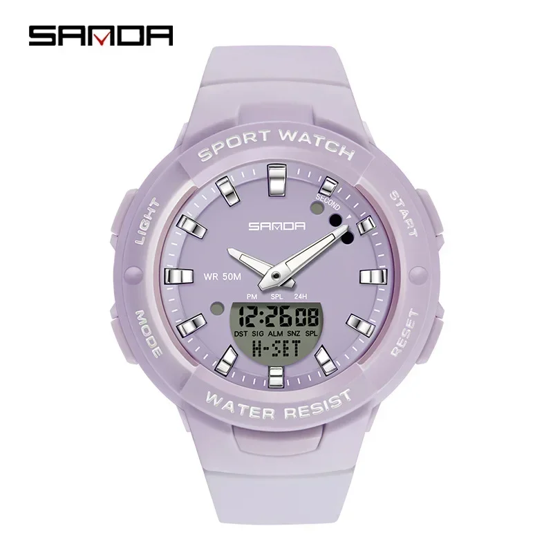 SANDA 6005  Feminino Luxury Sport Military Women's Watches 5ATM Waterproof blueFashion Quartz Watch for Female Clock Relogio