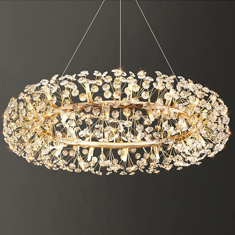 Luxury Crystal Dandelion Small Chandelier Living Room Ceiling Hanging Lamp Bedroom Led Sunflower Pendant Lighting