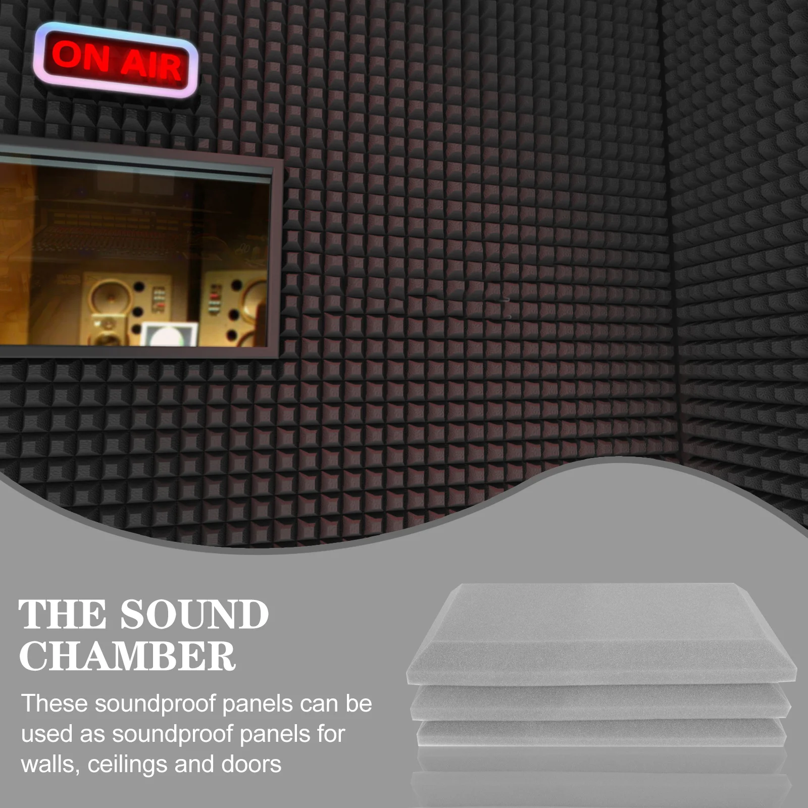 

3pcs Sound Absorption Panels 12X12 Inch Acoustic Foam Tiles Wall Ceiling Mount For Studio Home Office Ktv Recording Room