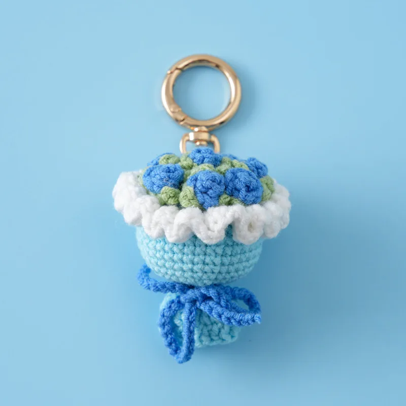 Stuffed Plants Sunflowers Roses Handmade Crochet Flowers Keychains Small Pendant Backpack Hangings Christmas Birthday Gifts