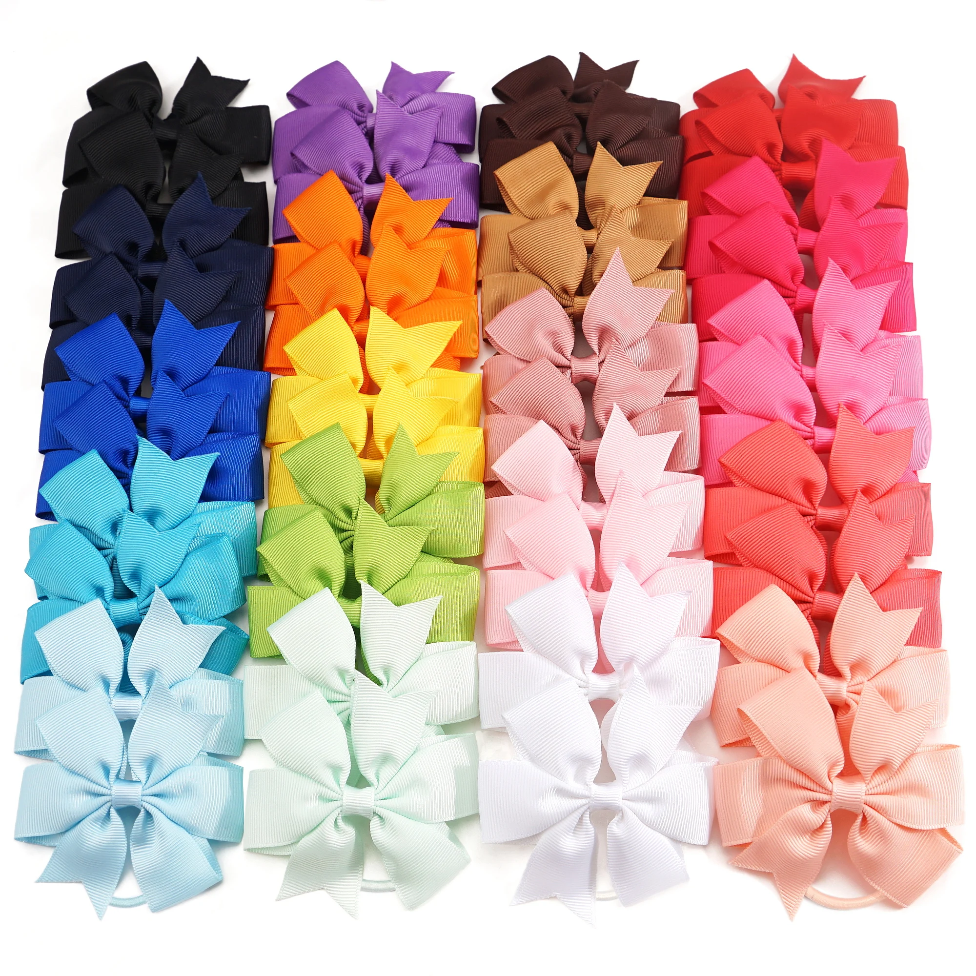 

20/40Pcs 3" Grosgrain Ribbon Pigtail Bows Elastic Hair Ties Hair Bands Holders Hair Accessories for Baby Girls kids Toddler