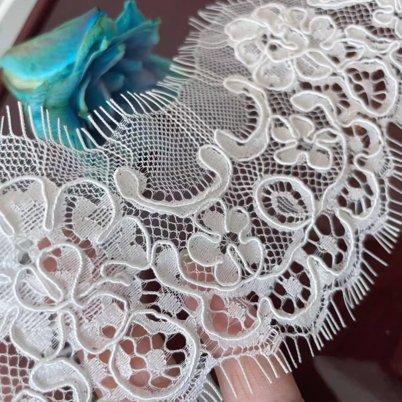 3 Meters/Lot .Eyelash Lace Trimming for Wedding Dress, High End Border, Romantic Flowers, DIY Veil Edging