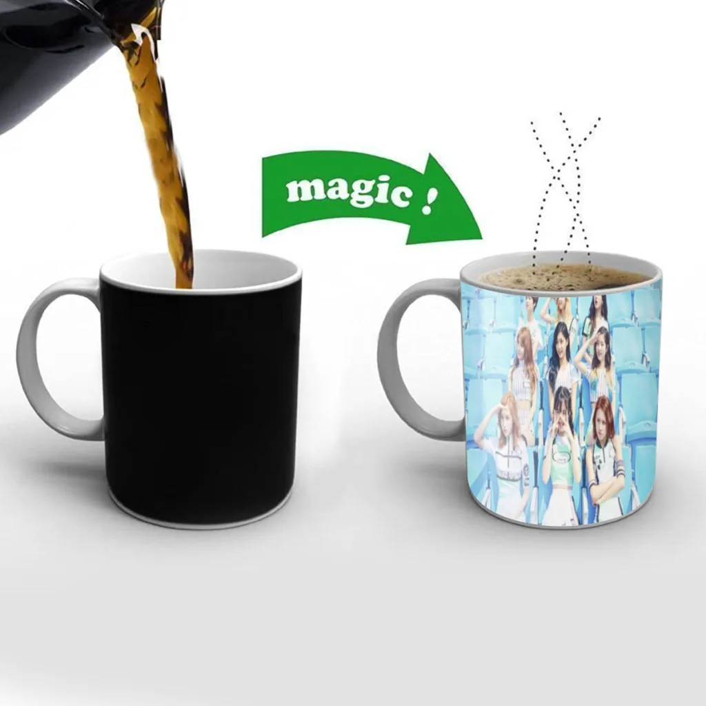 Twice Free shipping New Magic Mug Changing Color Mug Coffee Tea Mug Temperature Color Changing Heat Sensitive Cup