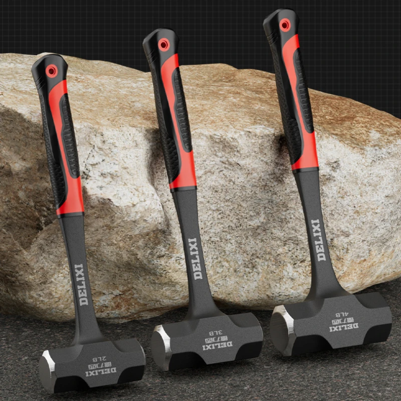 Delixi Octagonal Hammer Solid Hammer Wall Smashing Tool Heavy Construction Site Multi Functional Shock Absorbing Hammer