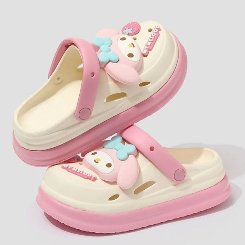 Sanrio My Melody Cave Sepatu Anak Perempuan Musim Panas Rumah Kartun Sandal Kawaii Anime Kuromi Cinnamoroll Aksesoris Pantai Baotou Sandal