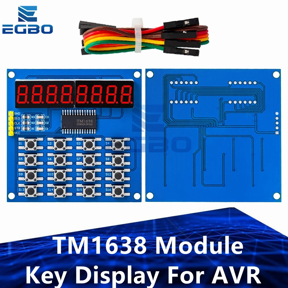 1~3PCS TM1638 Digital LED Display 8-Bit Digital Tube Board 3-Wire 16 Keys 8 Bits Keyboard Scan And KEY LED Module For Arduino