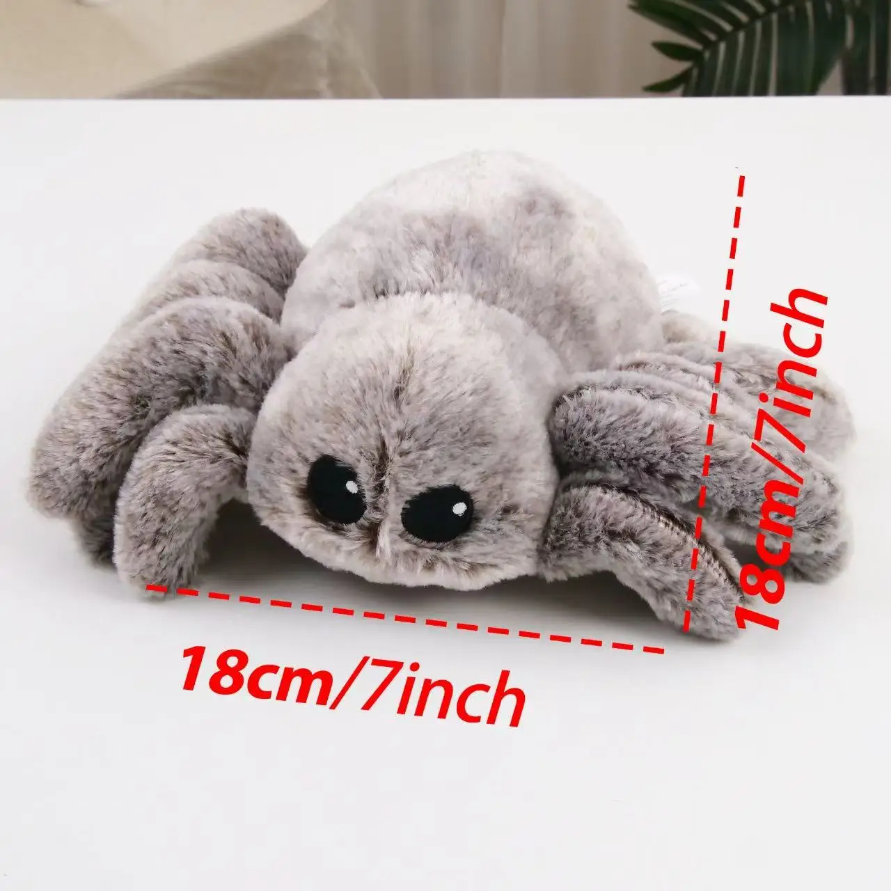 Juguete de araña de peluche realista: regalo de muñeco de araña gris para Navidad
