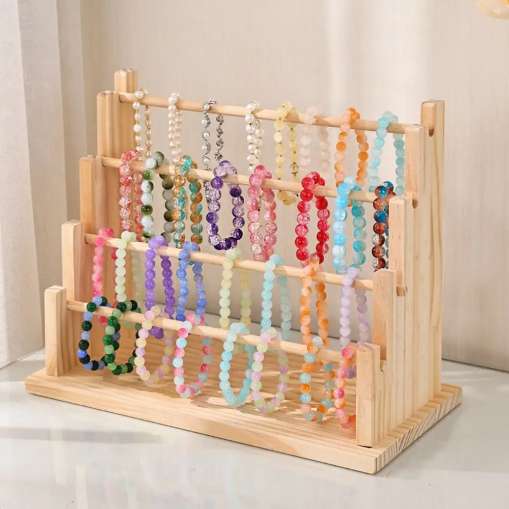 Solid Wood Bracelet Display Stand Multistep Ladder Strong Load-bearing Jewelry Organizer 4/6 Layer Bangle Storage Rack