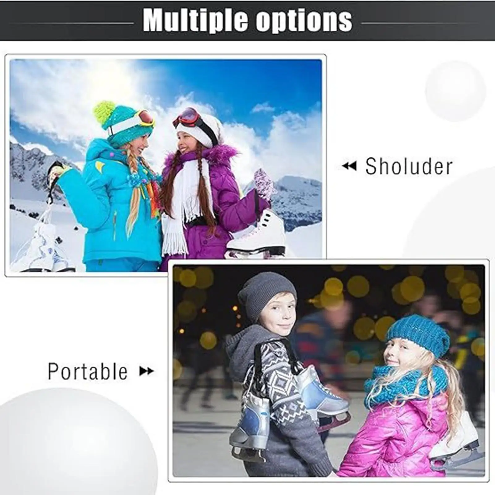 สายรัดรองเท้าสกี อุปกรณ์สะพายไหล่ สายรัดสำหรับใส่รองเท้าสกี สำหรับผู้หญิง ผู้ชาย ใช้สำหรับเดินทางกลางแจ้ง ตั้งแคมป์ เดินป่า ปั่นจักรยาน ขี่มอเตอร์ไซค์