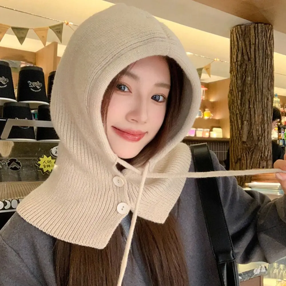 لطيف السترة قبعة بالاكلافا قبعة قبعة سميكة محبوك قبعة بسيطة حماية الأذن قبعة دافئة