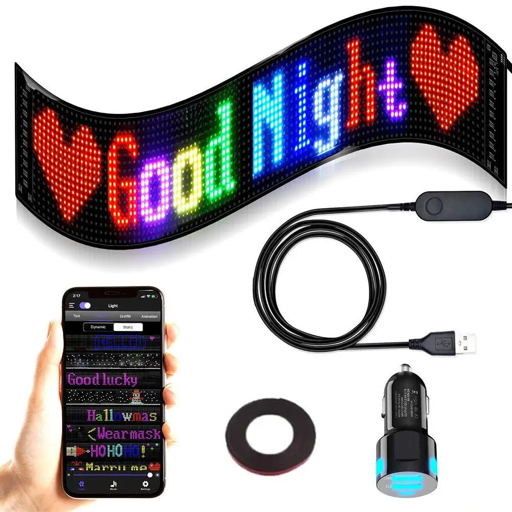 LED Car Signs Digital Sign Flexible LED Modules Bluetooth Control DIY Programmable Custom Text  Led Car Sign Display