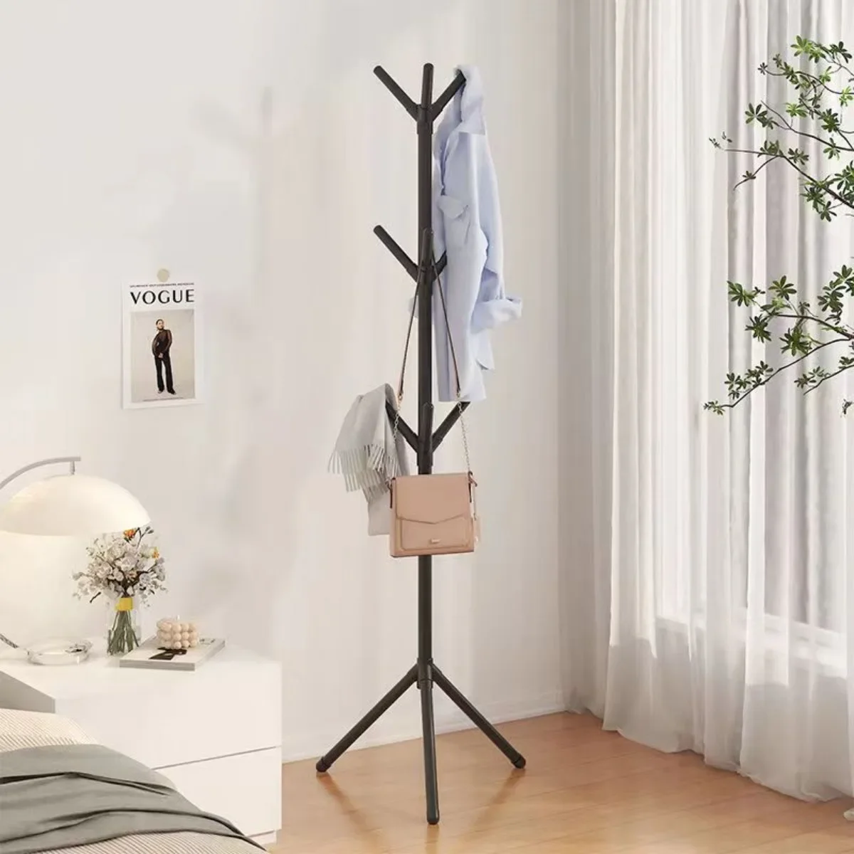 Vertical Bedroom Clothes and Hats Rack - Floor To Floor Coat Hook Tree Branch Shape Holder for Scarf Handbag Storage image 3