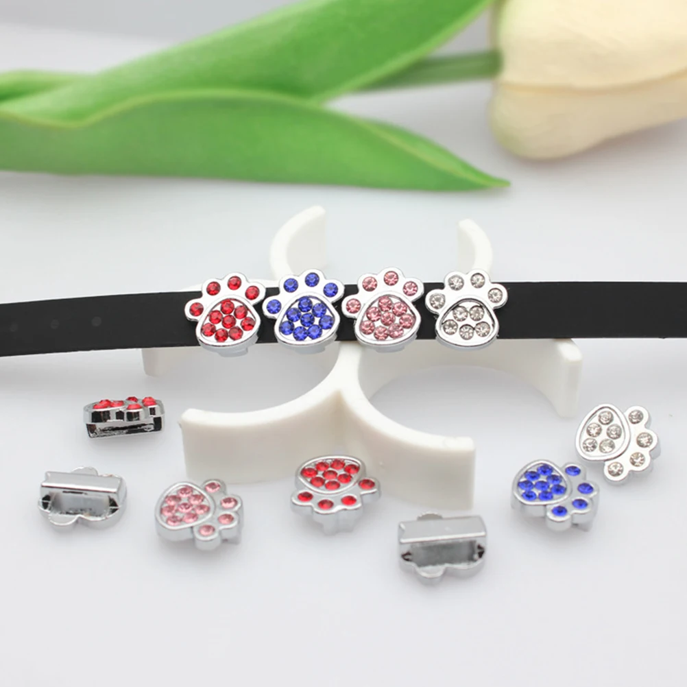 

Dog Paw Accessories Puppy Decorative Pendant Wristband Rhinestones Charms for Bracelet Making