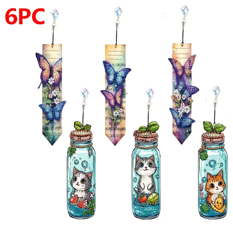 

6PCS/Set DIY Diamond Painting Butterfly/Portrait/Book/Sea Pattern Bookmark Diamond Embroidery Reading Label as Birthday Gift