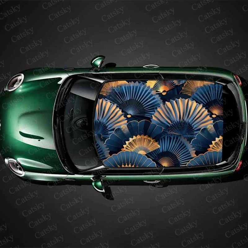 

Japanese Fan Pattern Car Roof Sticker Wrap Racing SUV Accessories Packaging Painted PVC Custom Car Graphic Decal