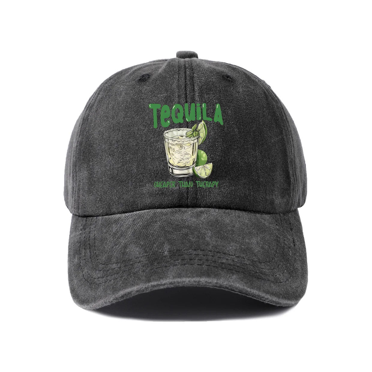 Tequila Lime Shot Graphic Vintage Washed Baseball Cap, Adjustable Unisex Dad Hat, Weekend Gift