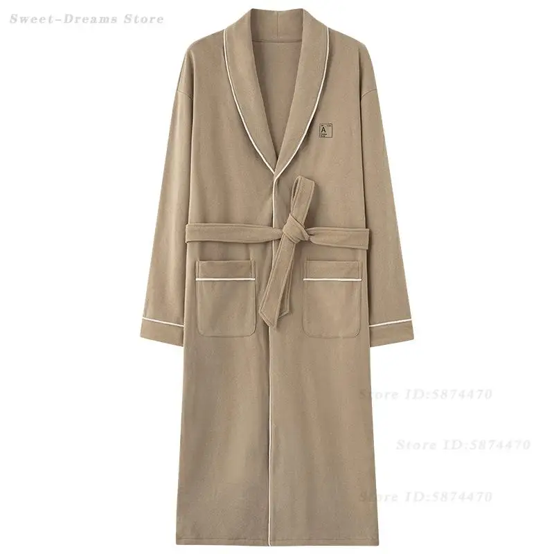 Men's Plus Size Velvet Robe Sleepwear Autumn Winter Long Sleeved Bathrobe Kimono Gown Male Warm Nightgown Loungewear Home Wear