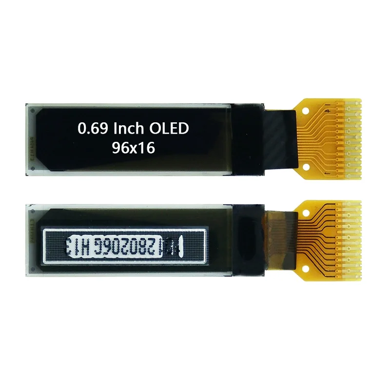 0.69 インチ SSD1315 OLED ディスプレイ モジュール - ホワイト IIC 96x16 モノクロ画面 - 14 ピン小型 LCD スクリーン モジュール