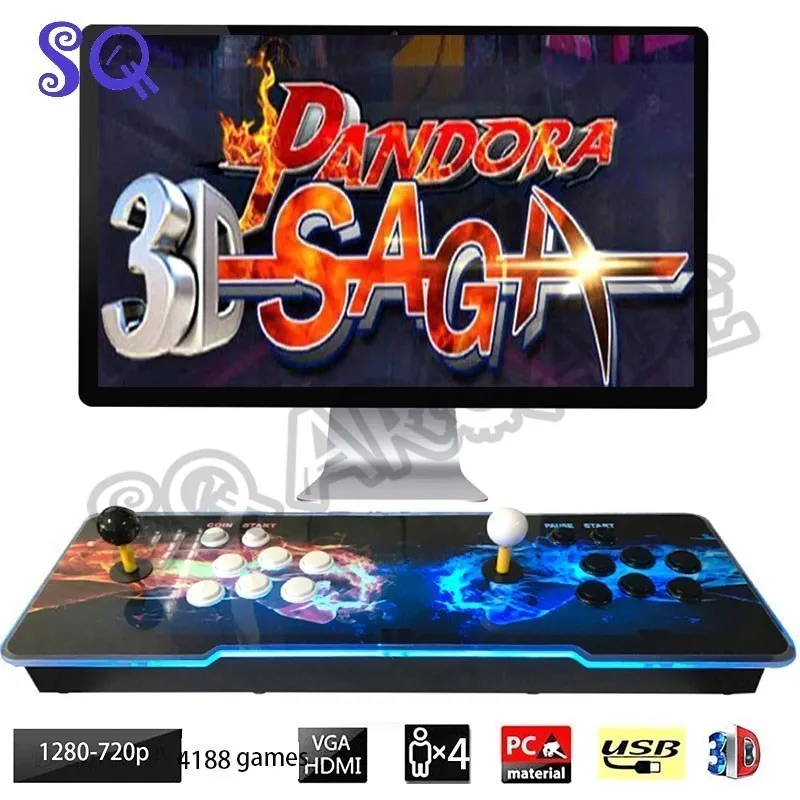 

Игровая консоль Pandora 3D Сага, 4188 в 1, 160 * 3d кнопка для игр stick, сохранение/пауза/Запись/Поиск, функциональное обновление консоли 2448/4108