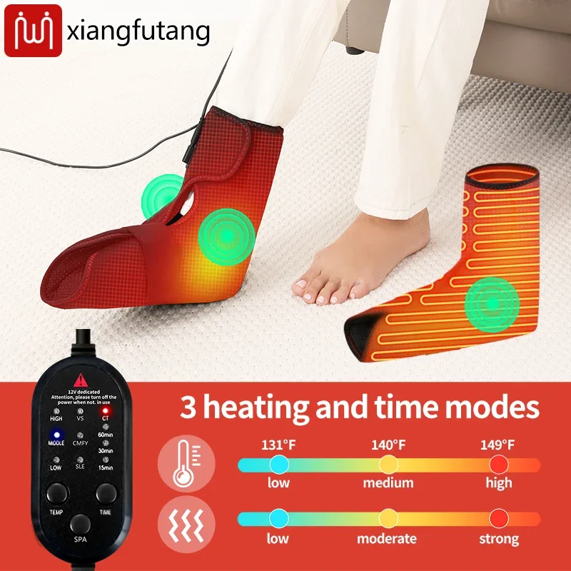 

Heating Foot Ankle Wrap with Vibration Massager Full Coverage Electric Heated Foot Pad Foot Warmer for Plantar Fasciitis Relief