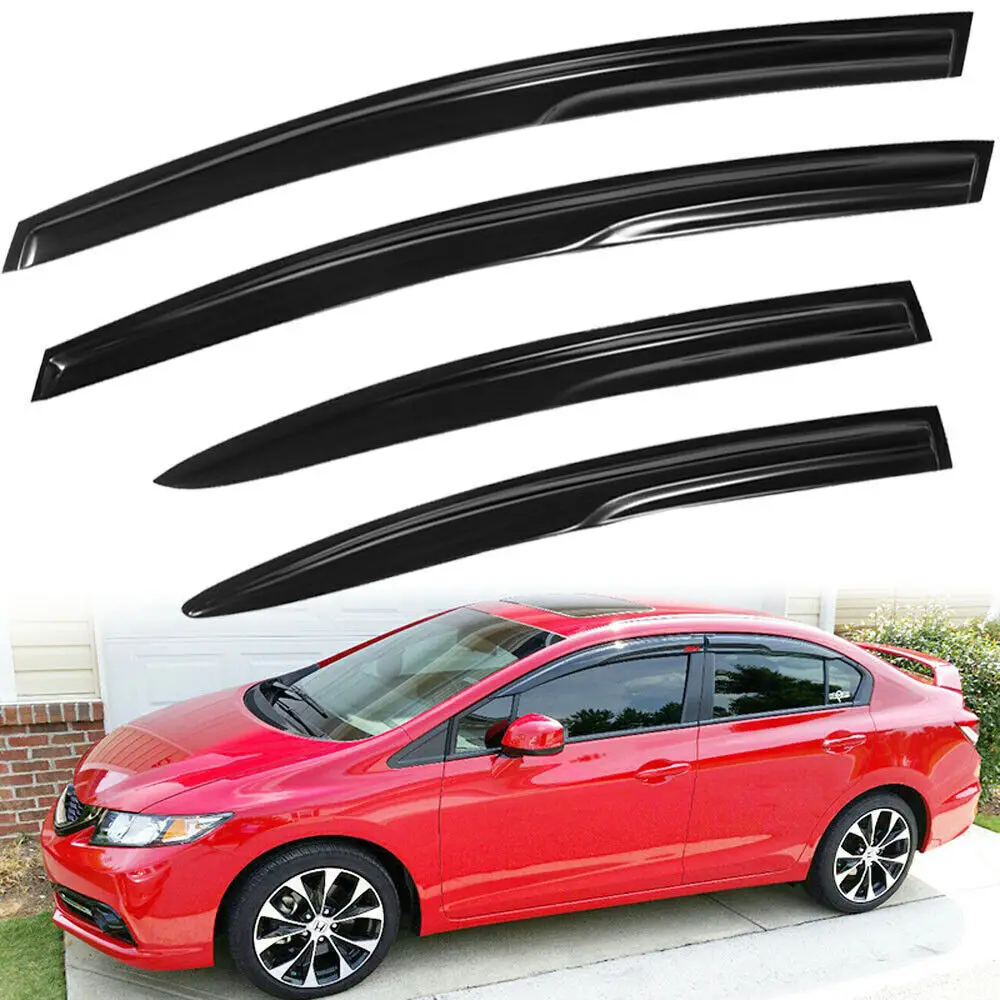 

Fits 2012-2015 Honda Civic JDM 3D Wavy Mugen Style Window Vent Visor Rain Guards