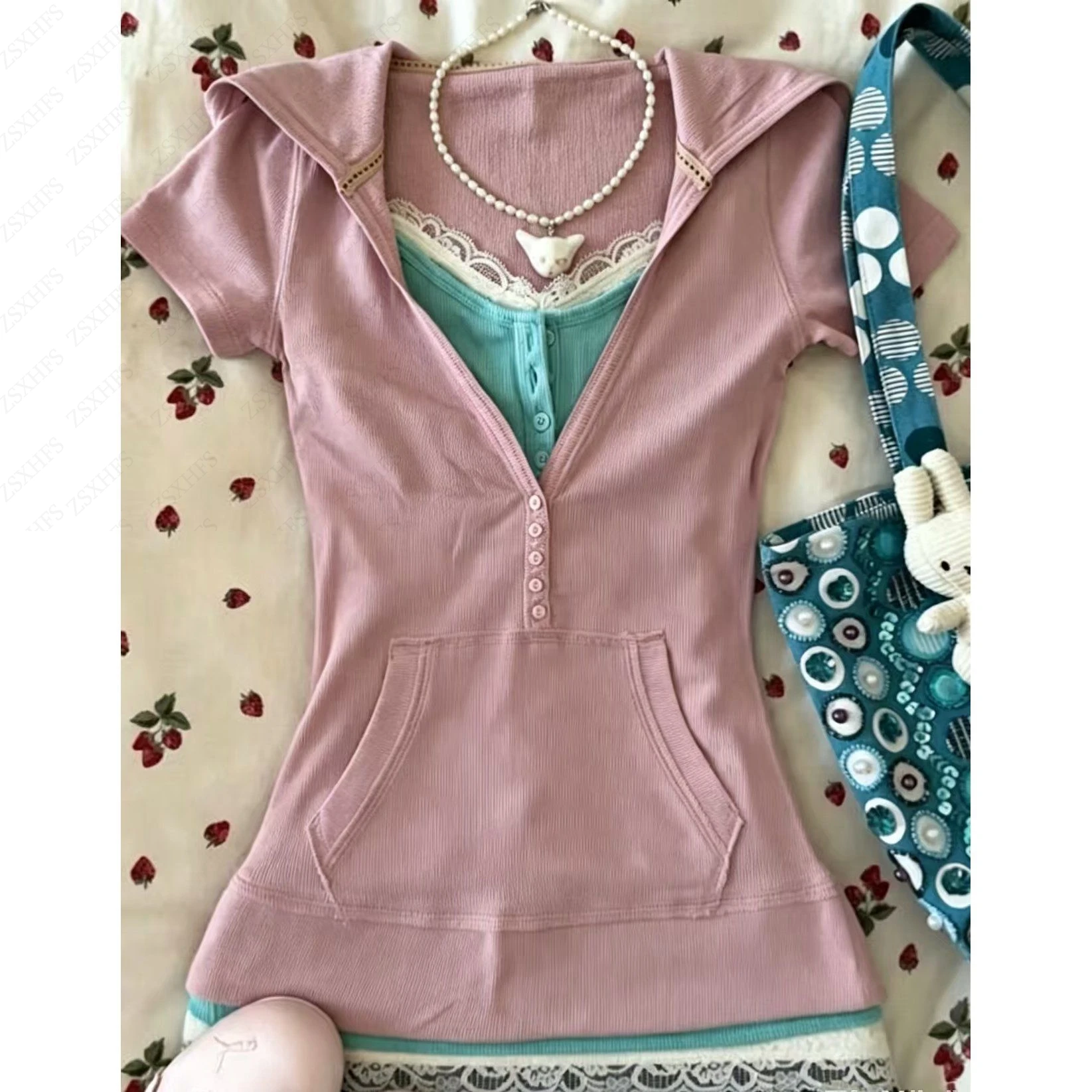 تي شيرت نسائي بقلنسوة مثير بتص - مراجعة Vintage Fashion Subculture وسعره