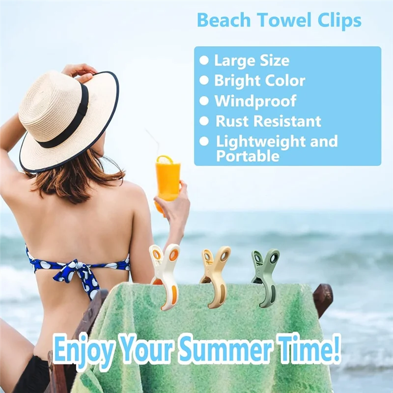 

AAAN-For Chairs, Beach Towel Clips 12 PCS-Large Plastic Clothespins In 3 Bright Colors For Cruises, Pools