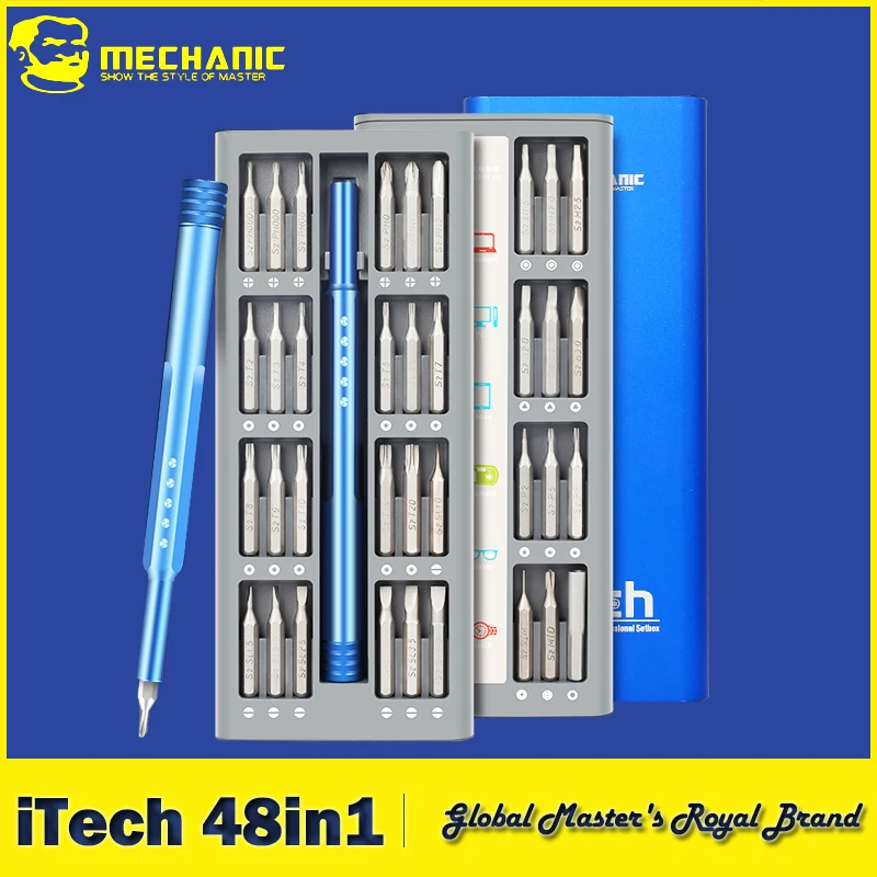 【MECHANIC】 ITech 48in1 Precision Screwdriver Set Maintenance and Dismantling Tools for Iphone Ipad Mobile Phone Notebook Repair