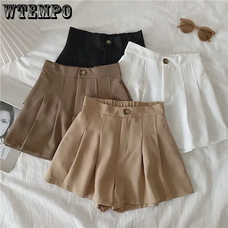 Summer Oversized Pleated Shorts High Waisted A-line Wide Leg Pants Casual Pants Drop Shipping