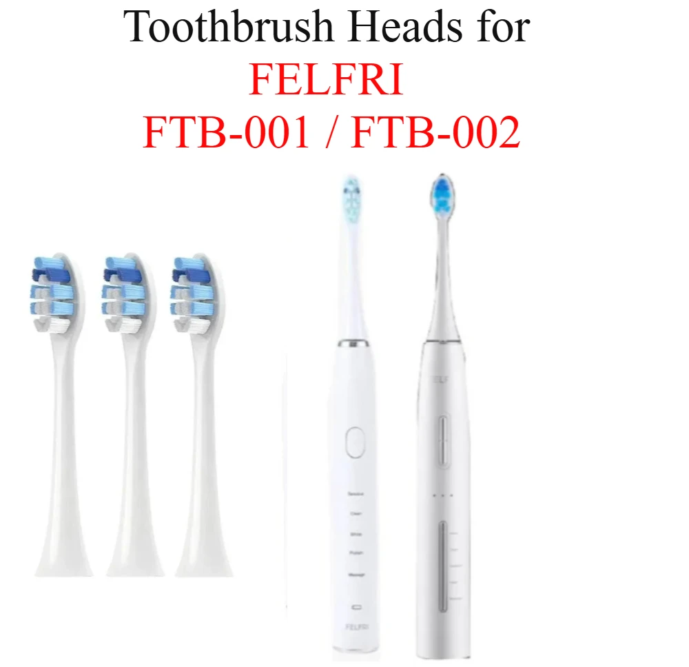 Replacement Toothbrush Heads for FELFRI FTB-002/FTB002/FTB-001 Electric Toothbrush Bristles Sealed Packaging Replace Nozzle