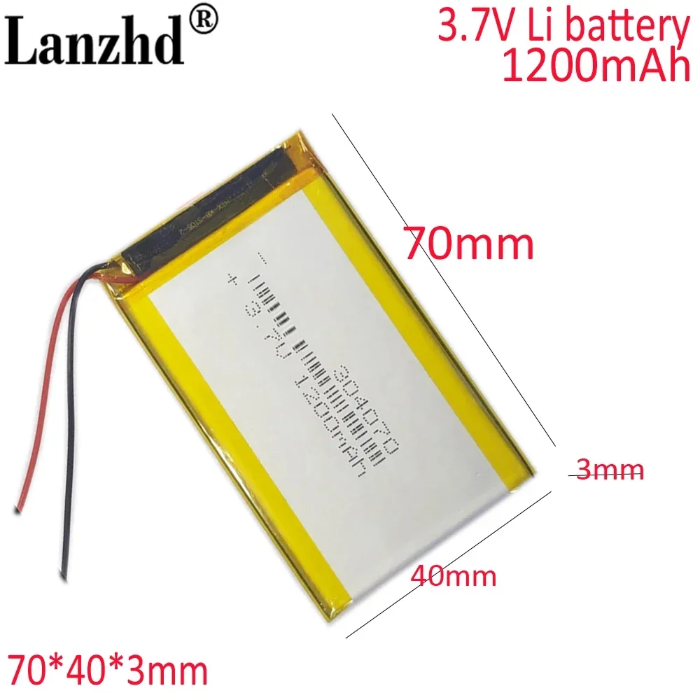 

3.7V polymer battery For Navigator driving recorder MP4 MP5 1200mAh battery 304070 304080 304170 304570 GPS Tablet PCs PDA