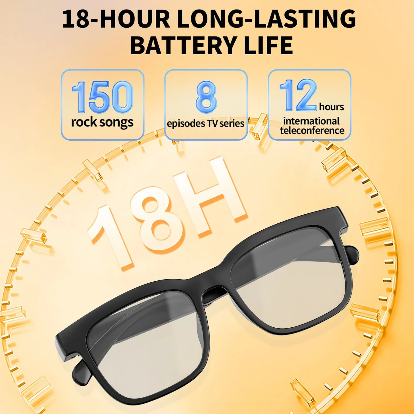 Audio Smart Glasses for Women Men Blue Light Blocking Photochromic Lenses Dual Stereo Speakers Voice Control Calls HiFi Sound